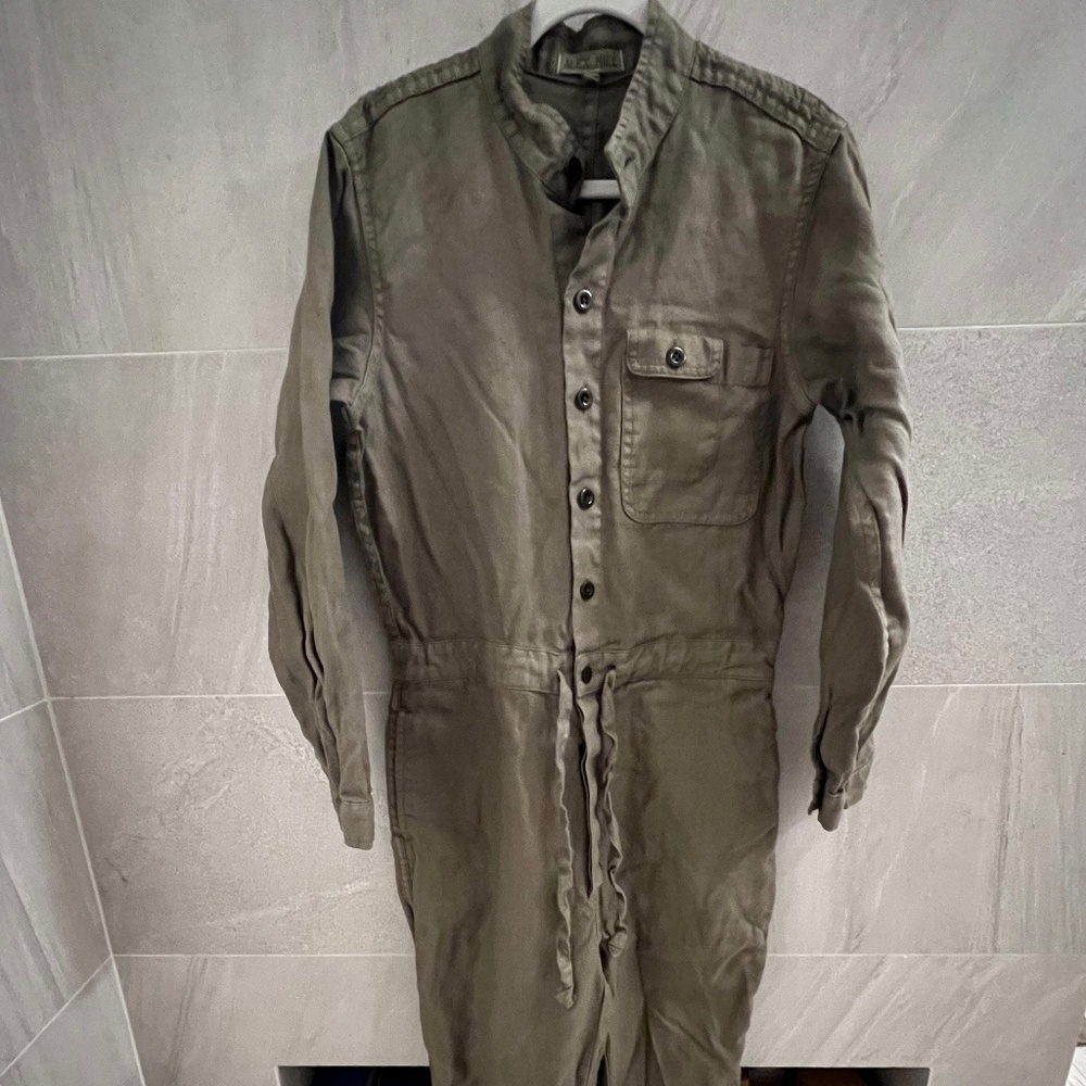 Alex Mill Olive Green Linen Jumpsuit